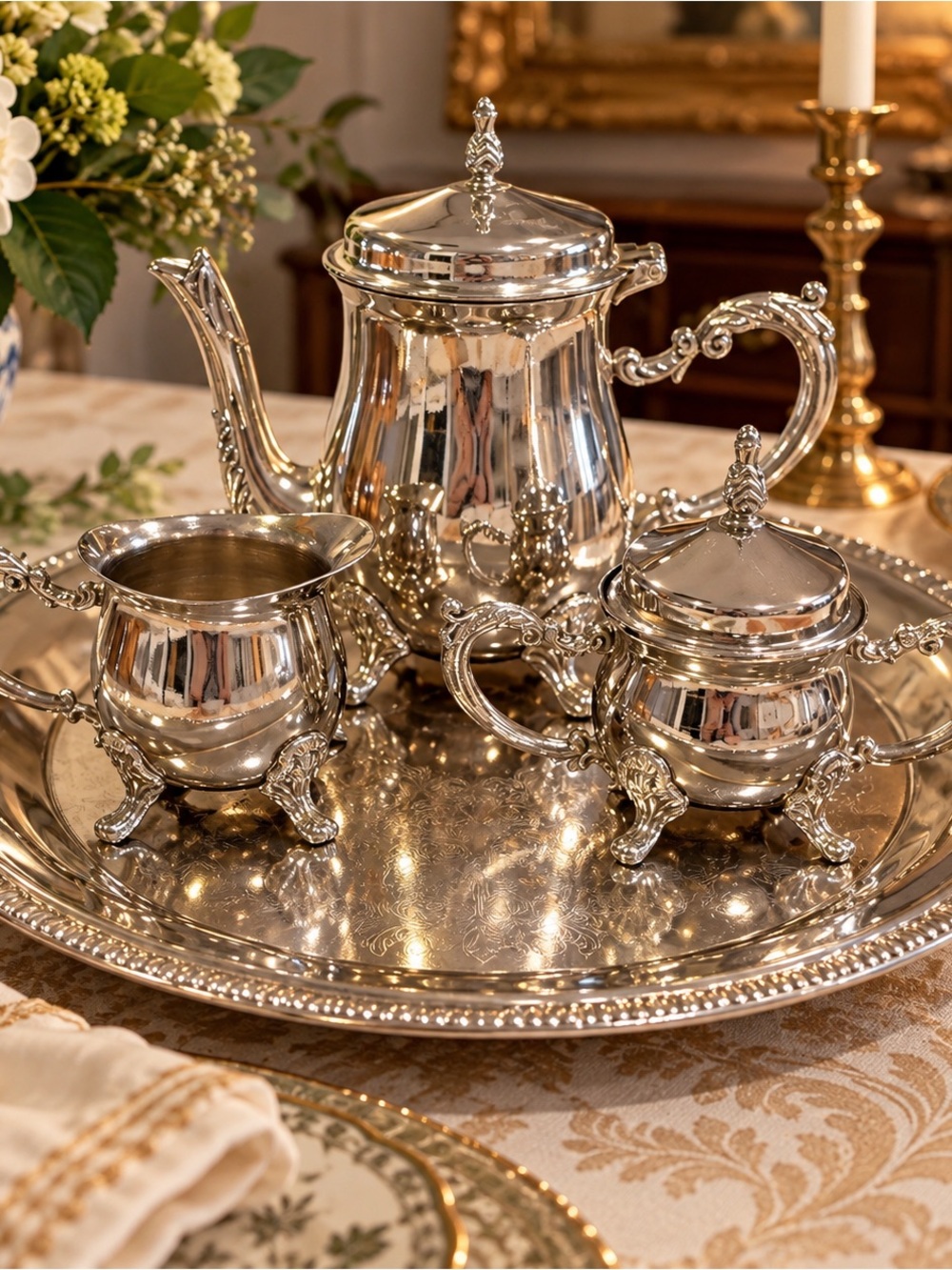 Silver Plated Tea Set – Elegant Silver Finish